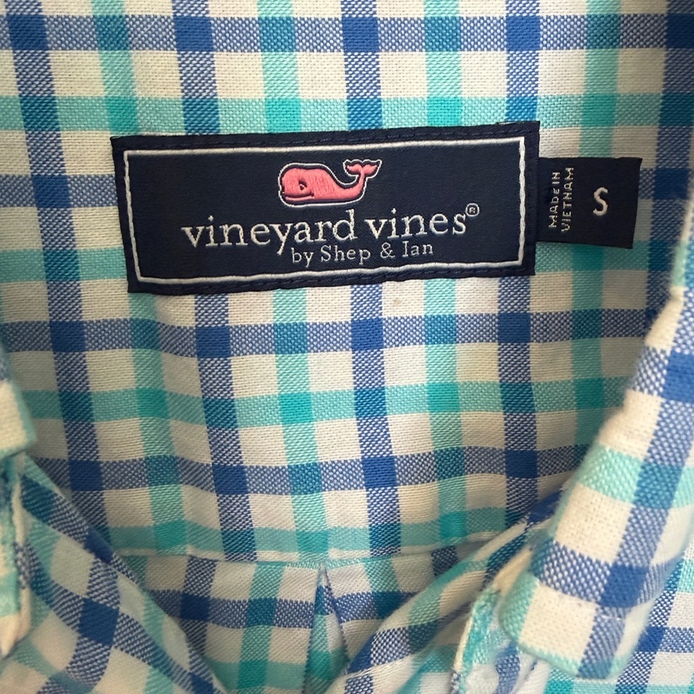 Vineyard Vines Blue & Teal Plaid Button-Down Shirt